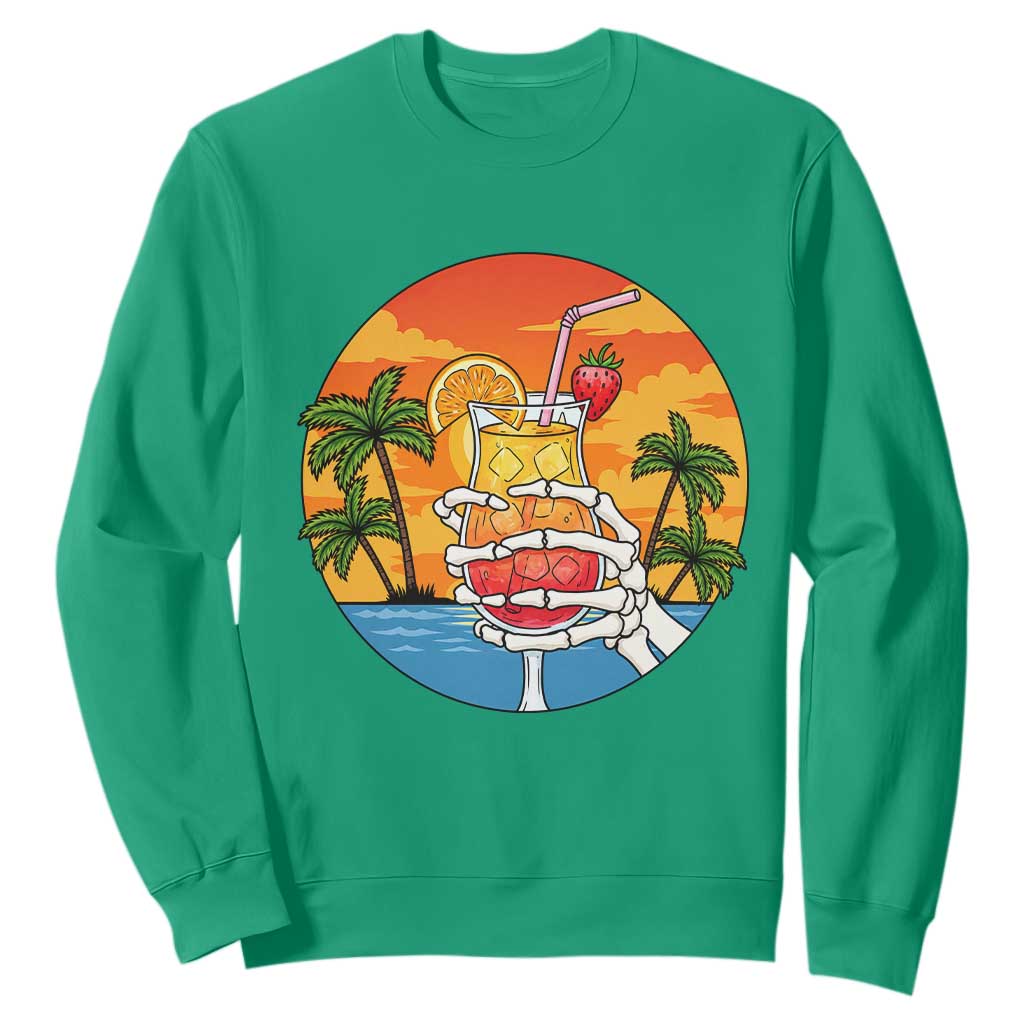 Tropical Skeleton Summerween Sweatshirt Beach Cocktail Vacation