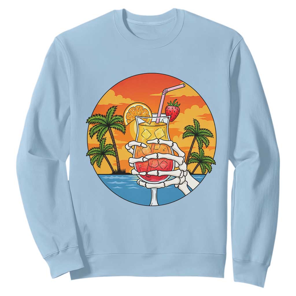 Tropical Skeleton Summerween Sweatshirt Beach Cocktail Vacation