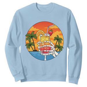 Tropical Skeleton Summerween Sweatshirt Beach Cocktail Vacation
