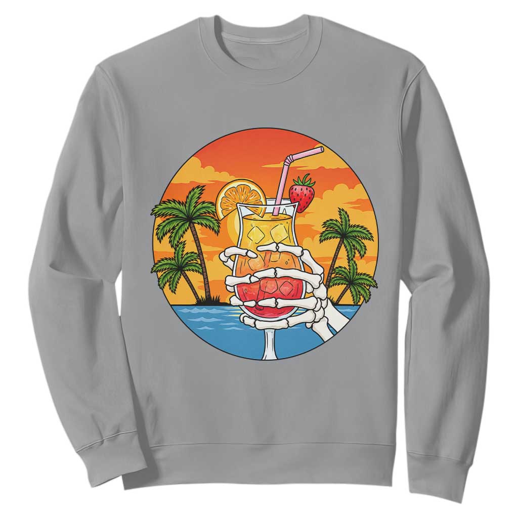 Tropical Skeleton Summerween Sweatshirt Beach Cocktail Vacation