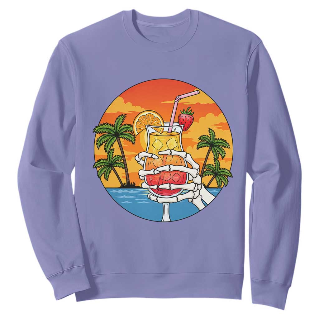 Tropical Skeleton Summerween Sweatshirt Beach Cocktail Vacation