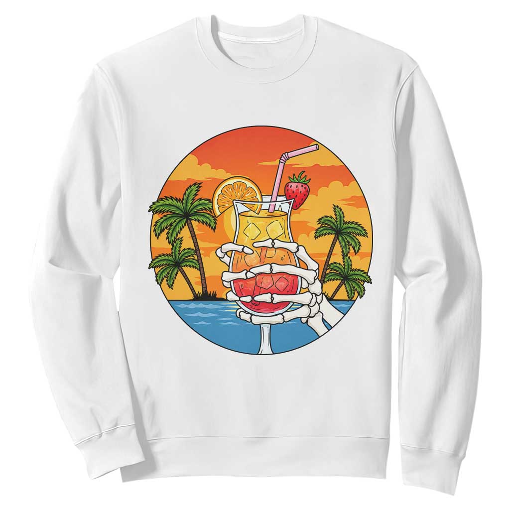 Tropical Skeleton Summerween Sweatshirt Beach Cocktail Vacation