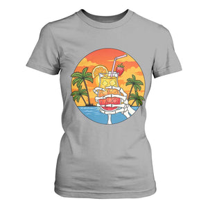 Tropical Skeleton Summerween T Shirt For Women Beach Cocktail Vacation