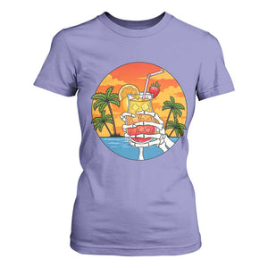 Tropical Skeleton Summerween T Shirt For Women Beach Cocktail Vacation