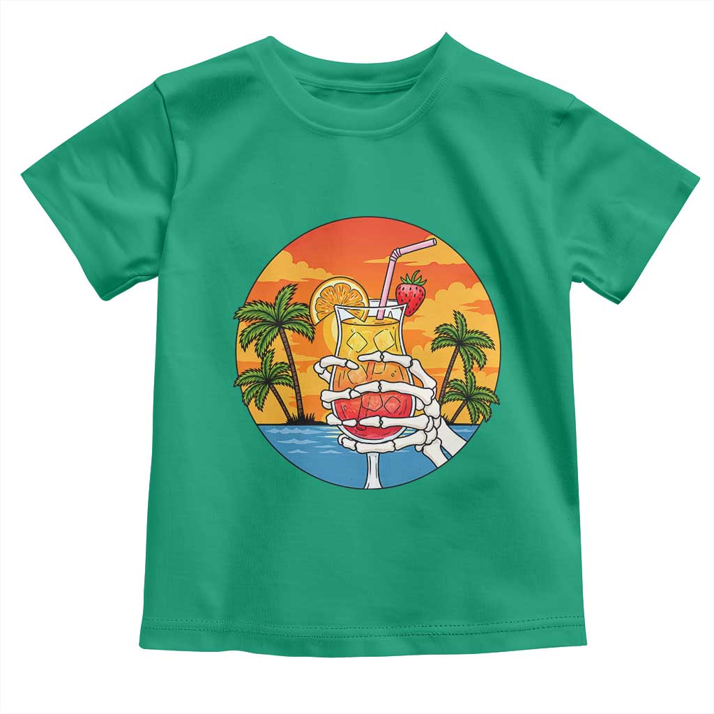 Tropical Skeleton Summerween Toddler T Shirt Beach Cocktail Vacation