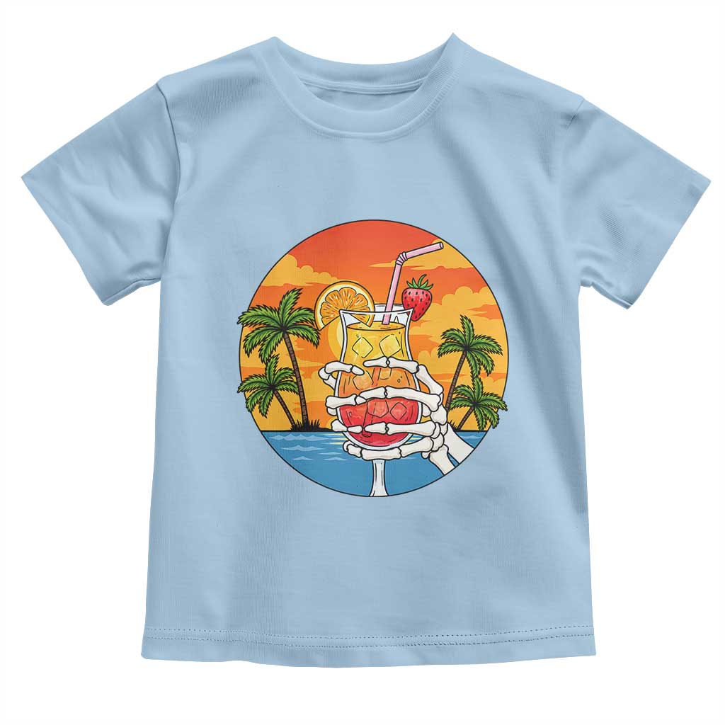 Tropical Skeleton Summerween Toddler T Shirt Beach Cocktail Vacation