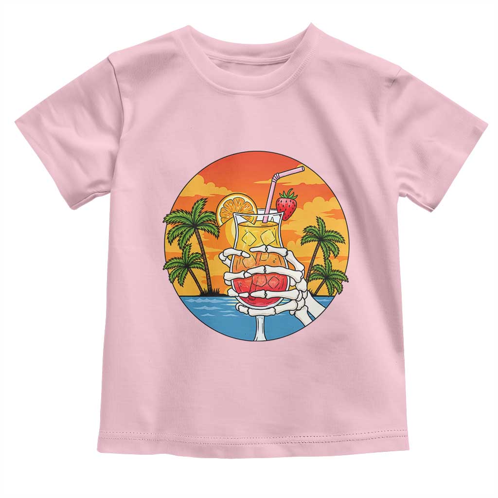 Tropical Skeleton Summerween Toddler T Shirt Beach Cocktail Vacation