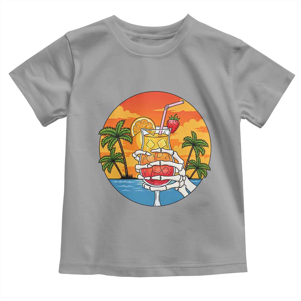 Tropical Skeleton Summerween Toddler T Shirt Beach Cocktail Vacation
