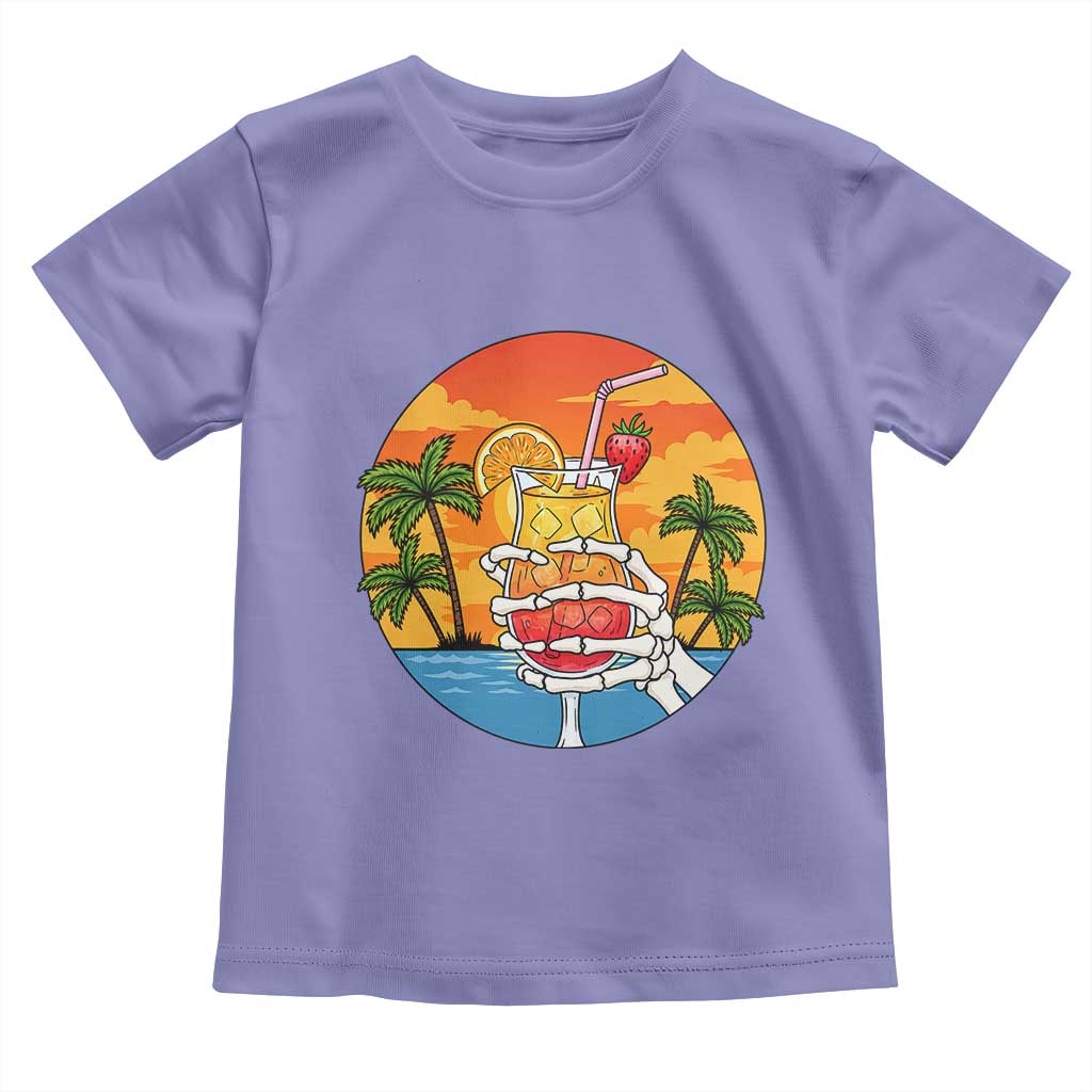 Tropical Skeleton Summerween Toddler T Shirt Beach Cocktail Vacation