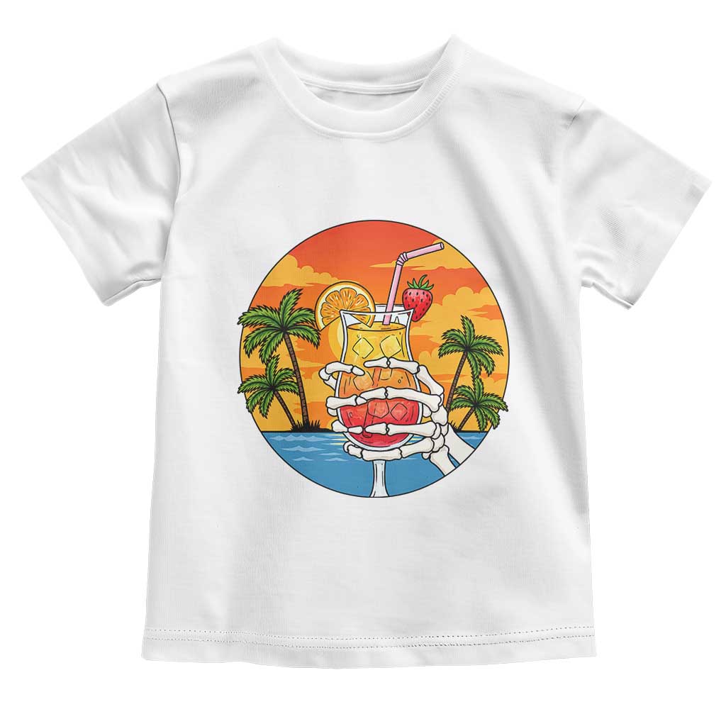 Tropical Skeleton Summerween Toddler T Shirt Beach Cocktail Vacation TS12 White Print Your Wear