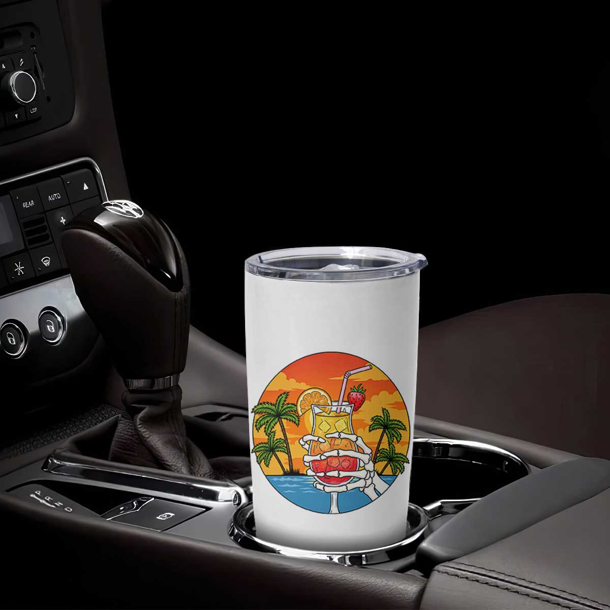 Tropical Skeleton Summerween Tumbler Cup Beach Cocktail Vacation