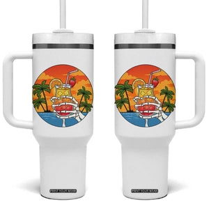 Tropical Skeleton Summerween Tumbler With Handle Beach Cocktail Vacation