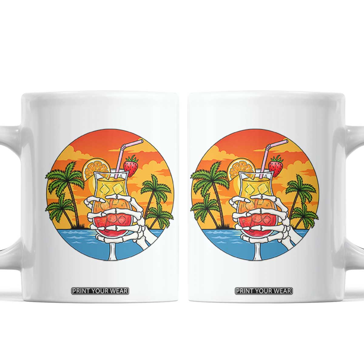 Tropical Skeleton Summerween Coffee Mug Beach Cocktail Vacation