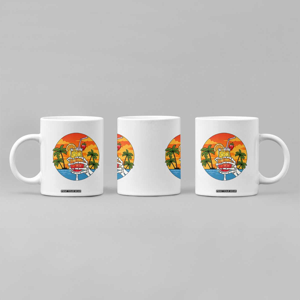 Tropical Skeleton Summerween Coffee Mug Beach Cocktail Vacation