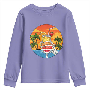 Tropical Skeleton Summerween Youth Sweatshirt Beach Cocktail Vacation