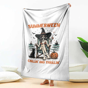 Witchy Beach Summerween Vacation Throw Blanket Chillin And Thrillin
