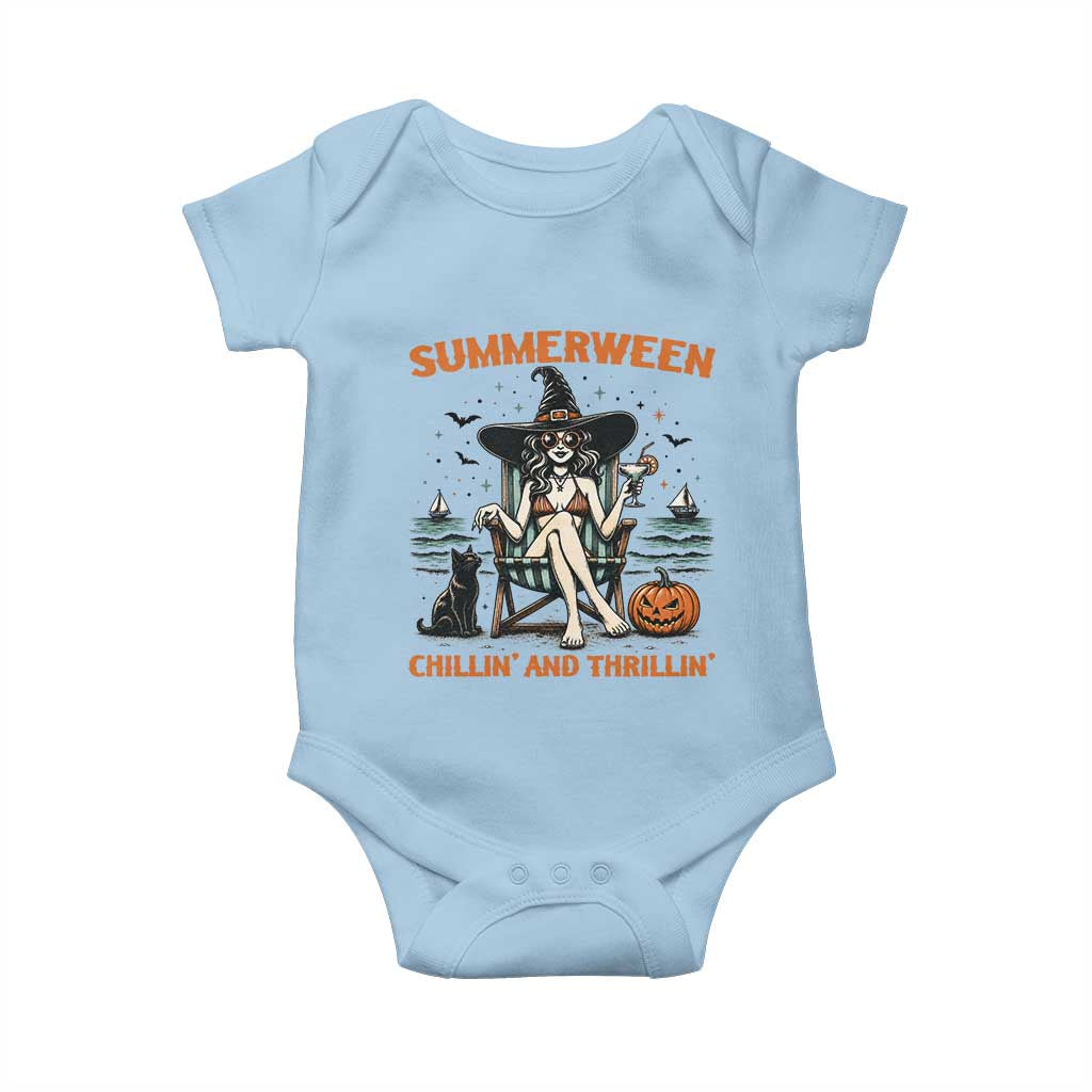 Witchy Beach Summerween Vacation Baby Onesie Chillin And Thrillin