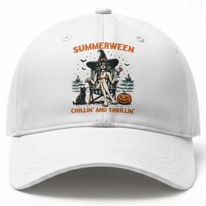 Witchy Beach Summerween Vacation Baseball Cap Chillin And Thrillin