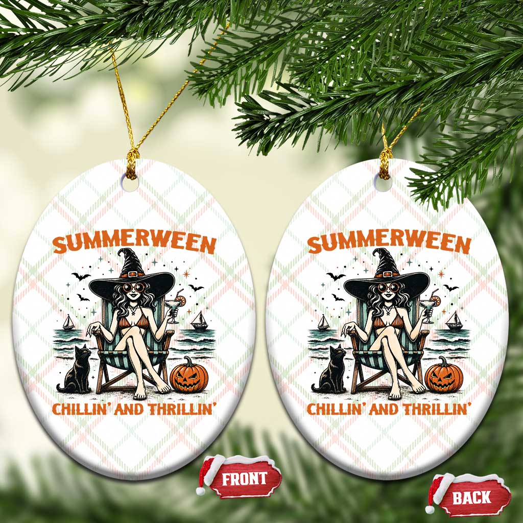 Witchy Beach Summerween Vacation Ceramic Ornament Chillin And Thrillin