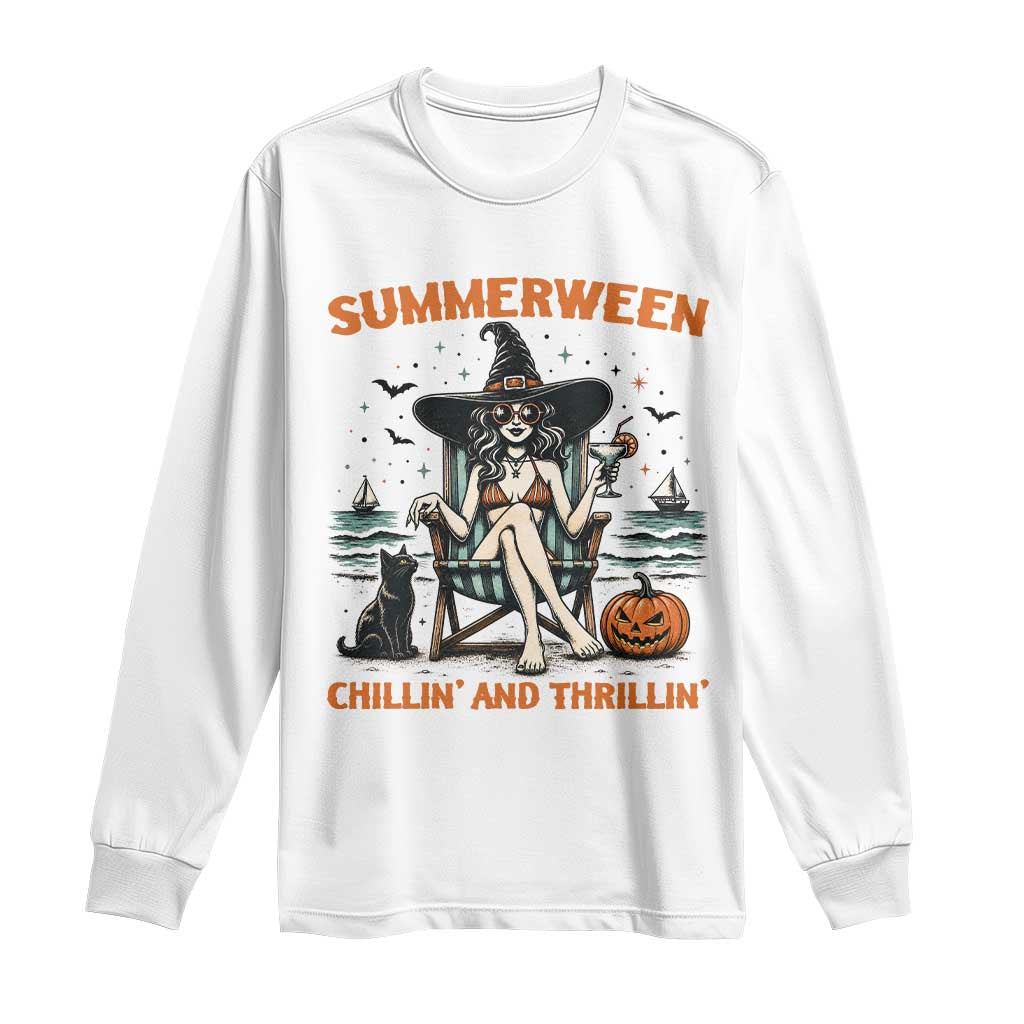 Witchy Beach Summerween Vacation Long Sleeve Shirt Chillin And Thrillin