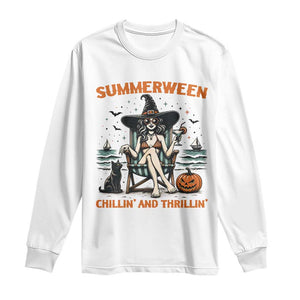 Witchy Beach Summerween Vacation Long Sleeve Shirt Chillin And Thrillin
