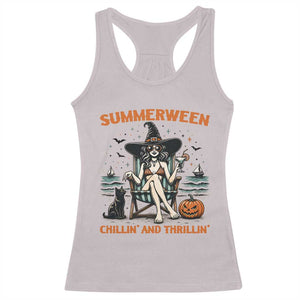 Witchy Beach Summerween Vacation Racerback Tank Top Chillin And Thrillin