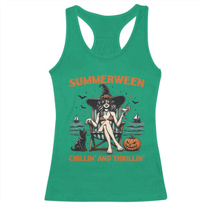Witchy Beach Summerween Vacation Racerback Tank Top Chillin And Thrillin