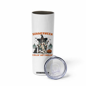 Witchy Beach Summerween Vacation Skinny Tumbler Chillin And Thrillin