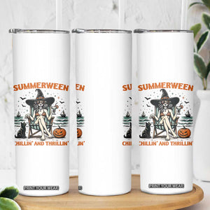 Witchy Beach Summerween Vacation Skinny Tumbler Chillin And Thrillin