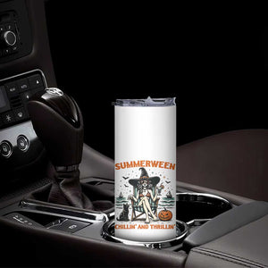 Witchy Beach Summerween Vacation Skinny Tumbler Chillin And Thrillin