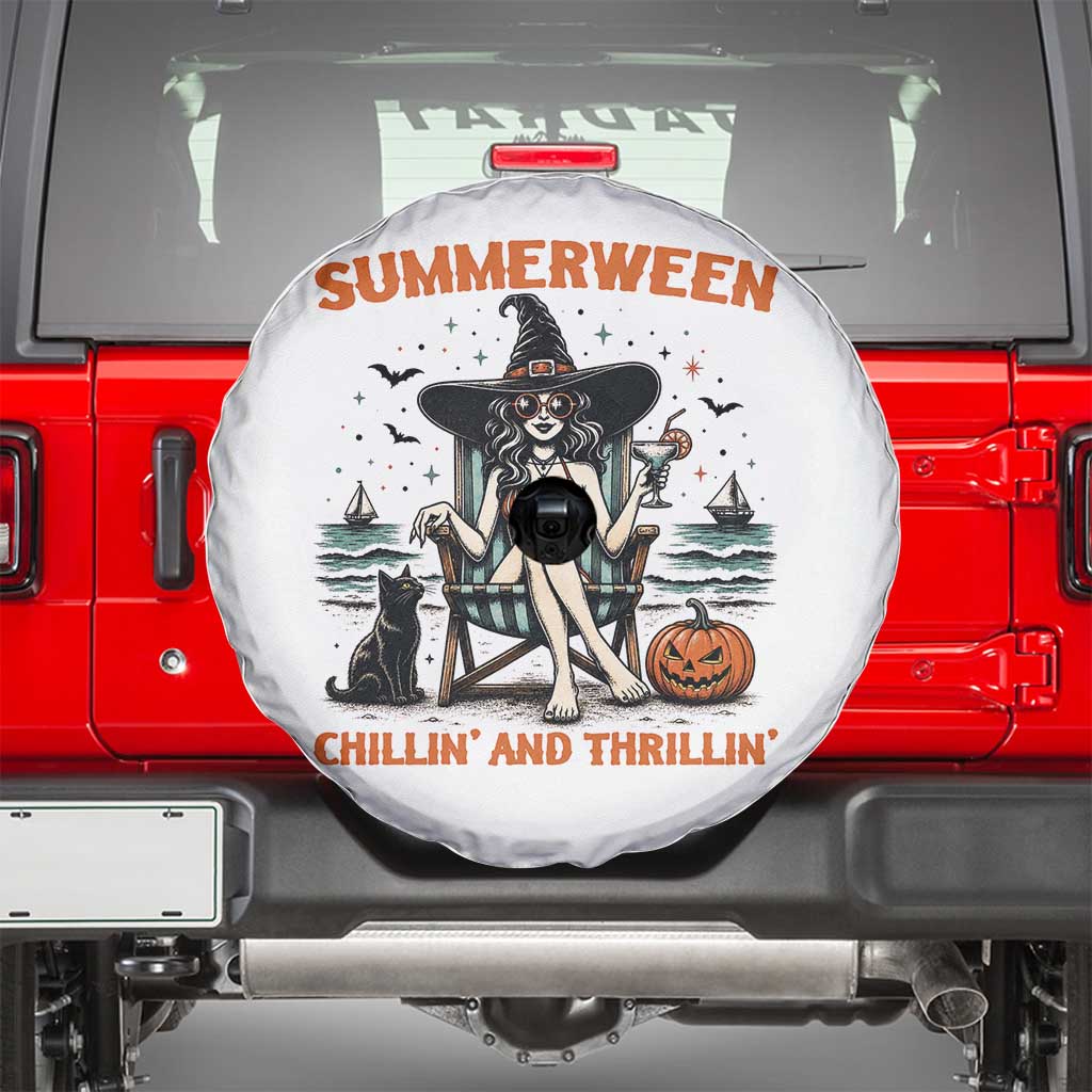Witchy Beach Summerween Vacation Spare Tire Cover Chillin And Thrillin
