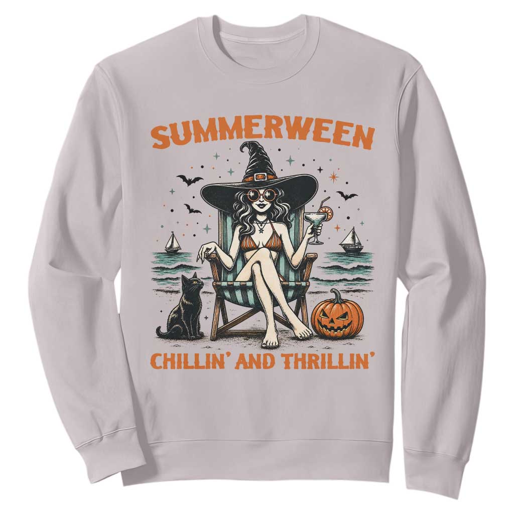 Witchy Beach Summerween Vacation Sweatshirt Chillin And Thrillin