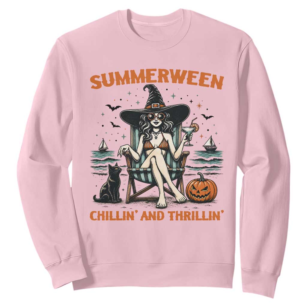 Witchy Beach Summerween Vacation Sweatshirt Chillin And Thrillin