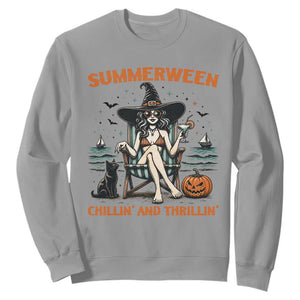 Witchy Beach Summerween Vacation Sweatshirt Chillin And Thrillin