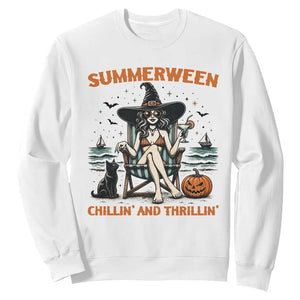 Witchy Beach Summerween Vacation Sweatshirt Chillin And Thrillin
