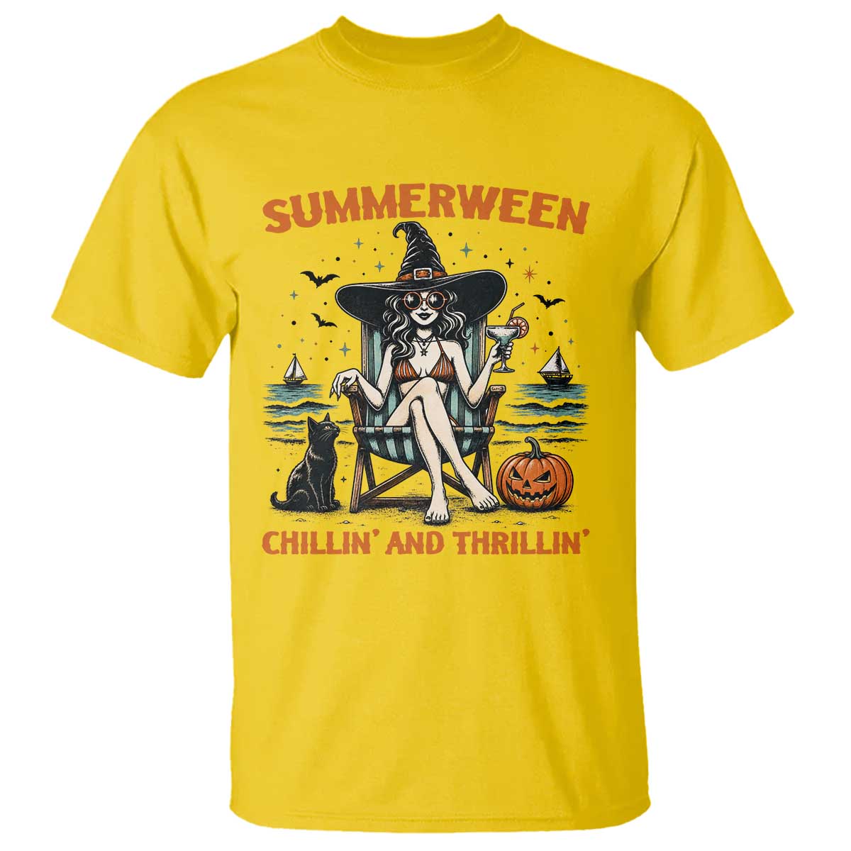 Witchy Beach Summerween Vacation T Shirt Chillin And Thrillin