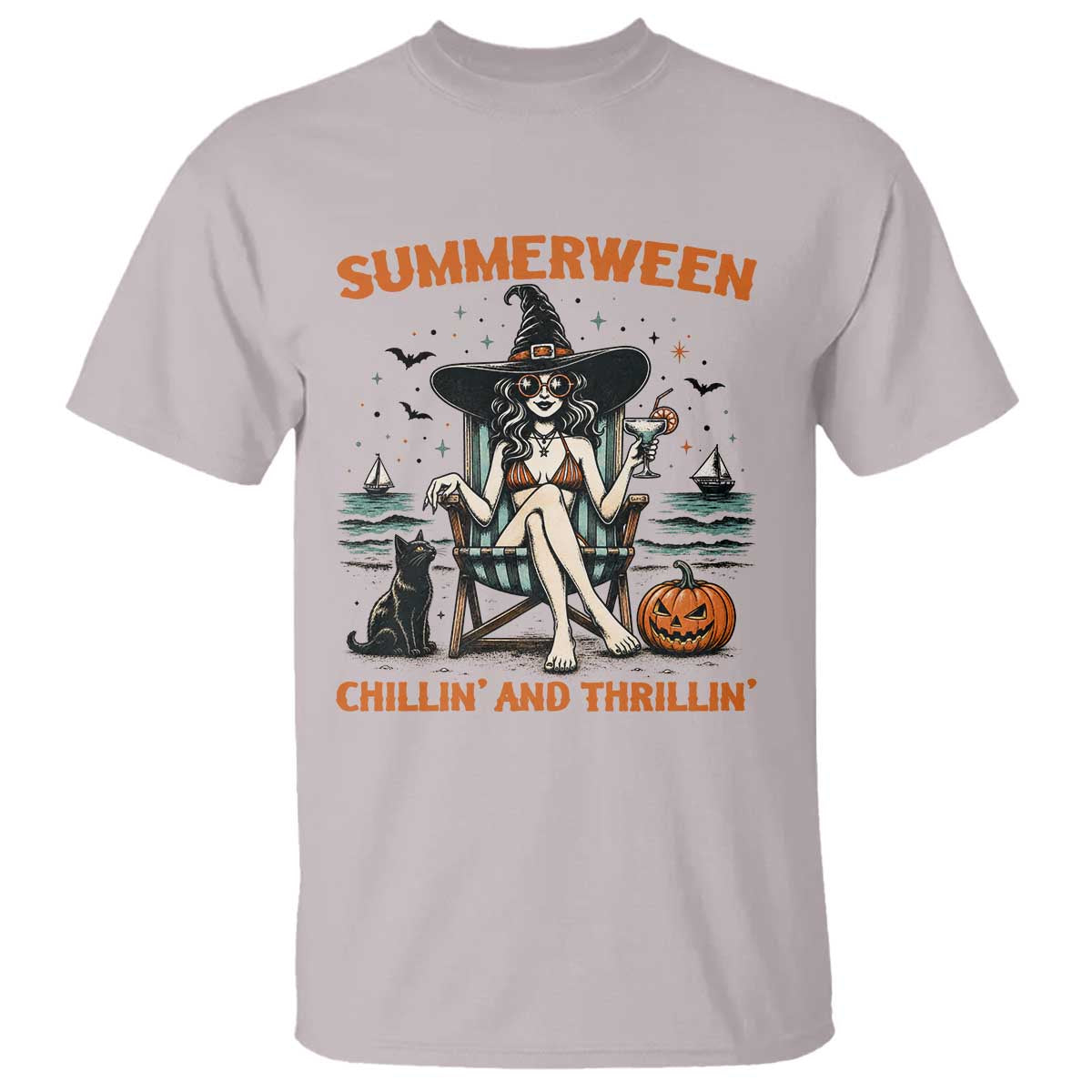 Witchy Beach Summerween Vacation T Shirt Chillin And Thrillin