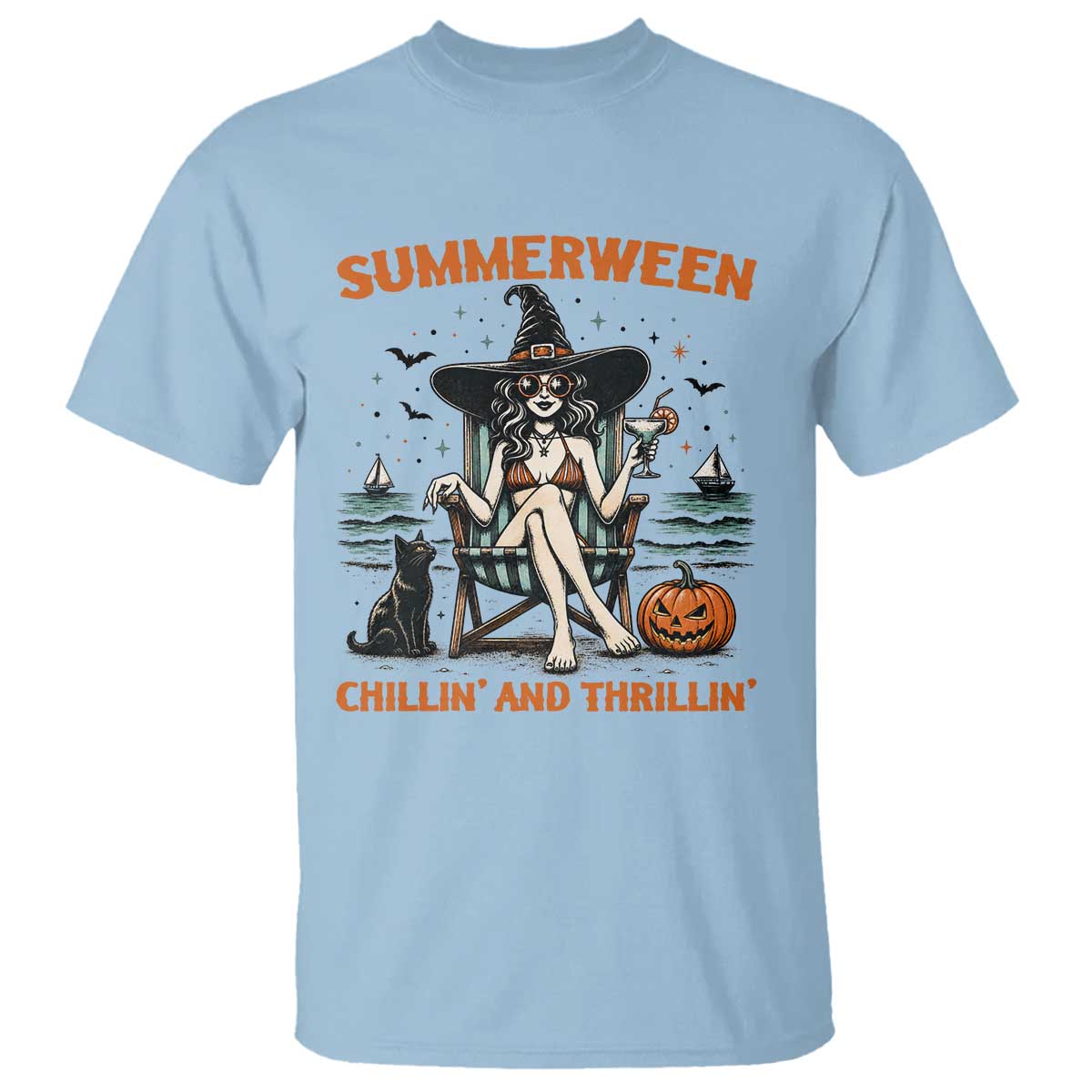 Witchy Beach Summerween Vacation T Shirt Chillin And Thrillin