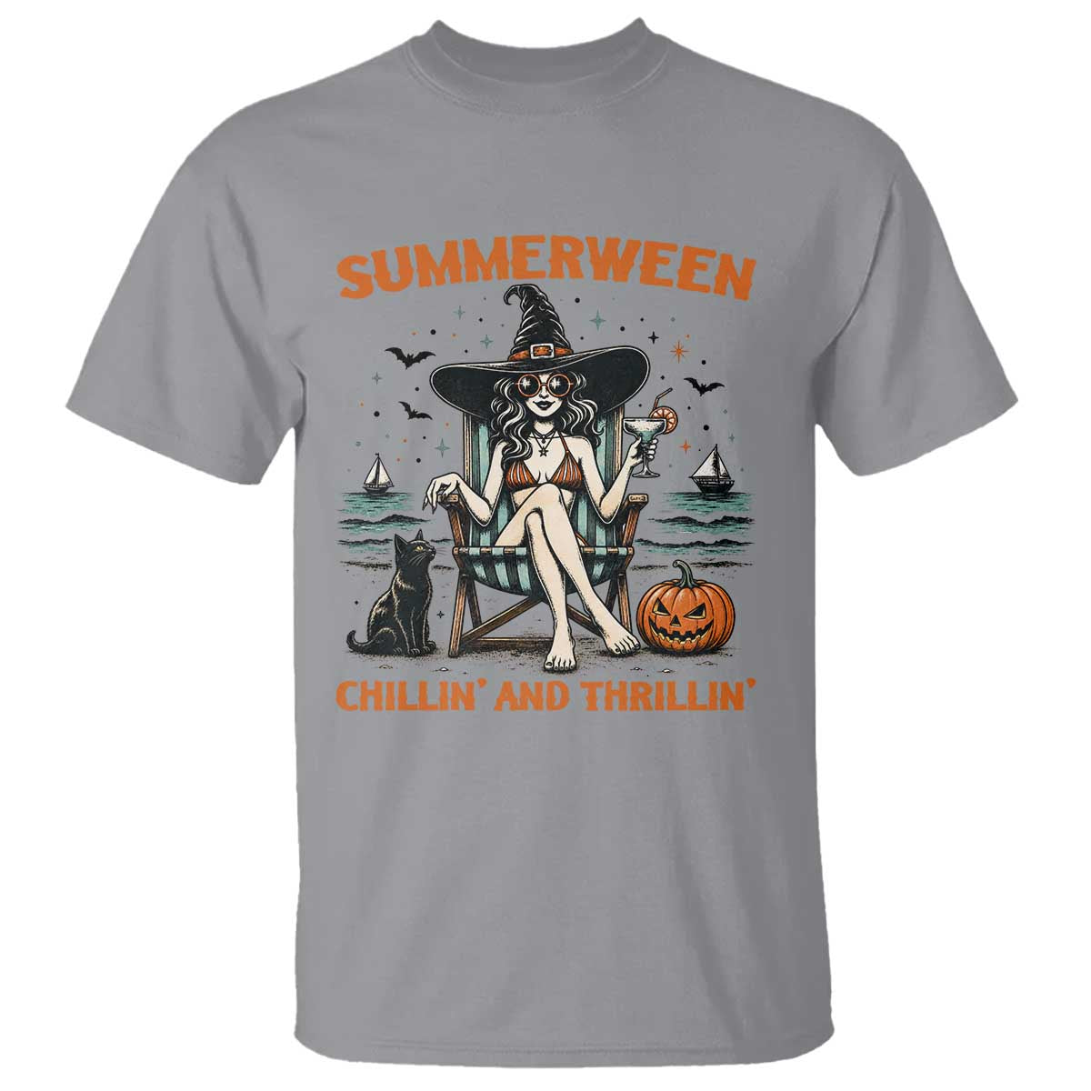 Witchy Beach Summerween Vacation T Shirt Chillin And Thrillin