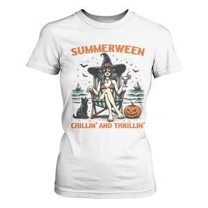 Witchy Beach Summerween Vacation T Shirt For Women Chillin And Thrillin