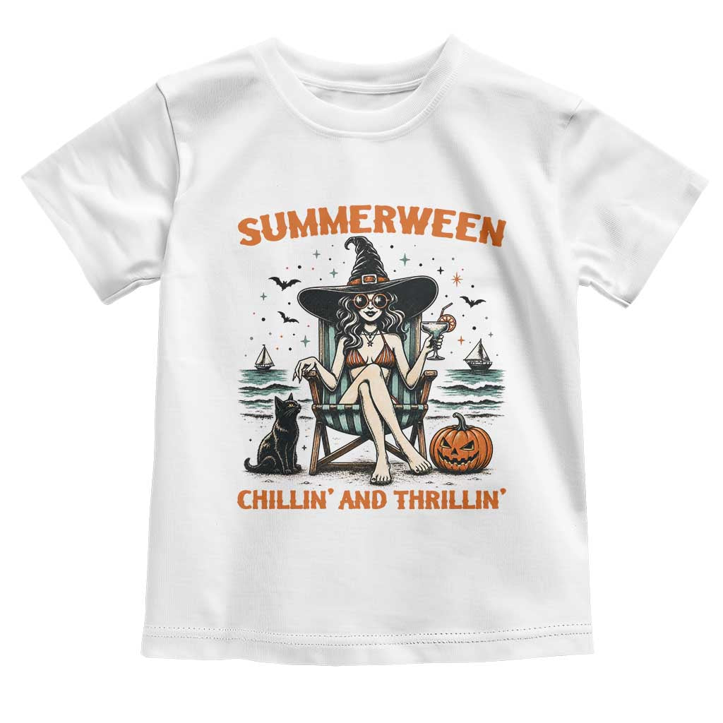 Witchy Beach Summerween Vacation Toddler T Shirt Chillin And Thrillin TS12 White Print Your Wear