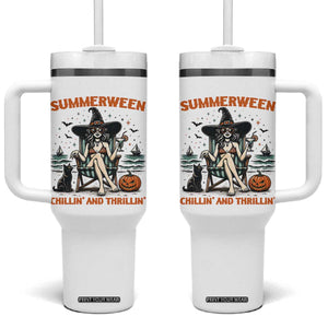Witchy Beach Summerween Vacation Tumbler With Handle Chillin And Thrillin