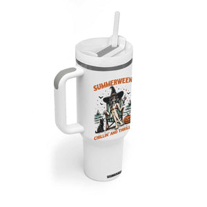 Witchy Beach Summerween Vacation Tumbler With Handle Chillin And Thrillin
