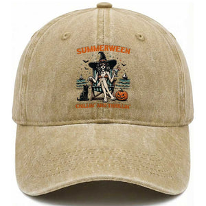 Witchy Beach Summerween Vacation Washed Cotton Baseball Cap Chillin And Thrillin