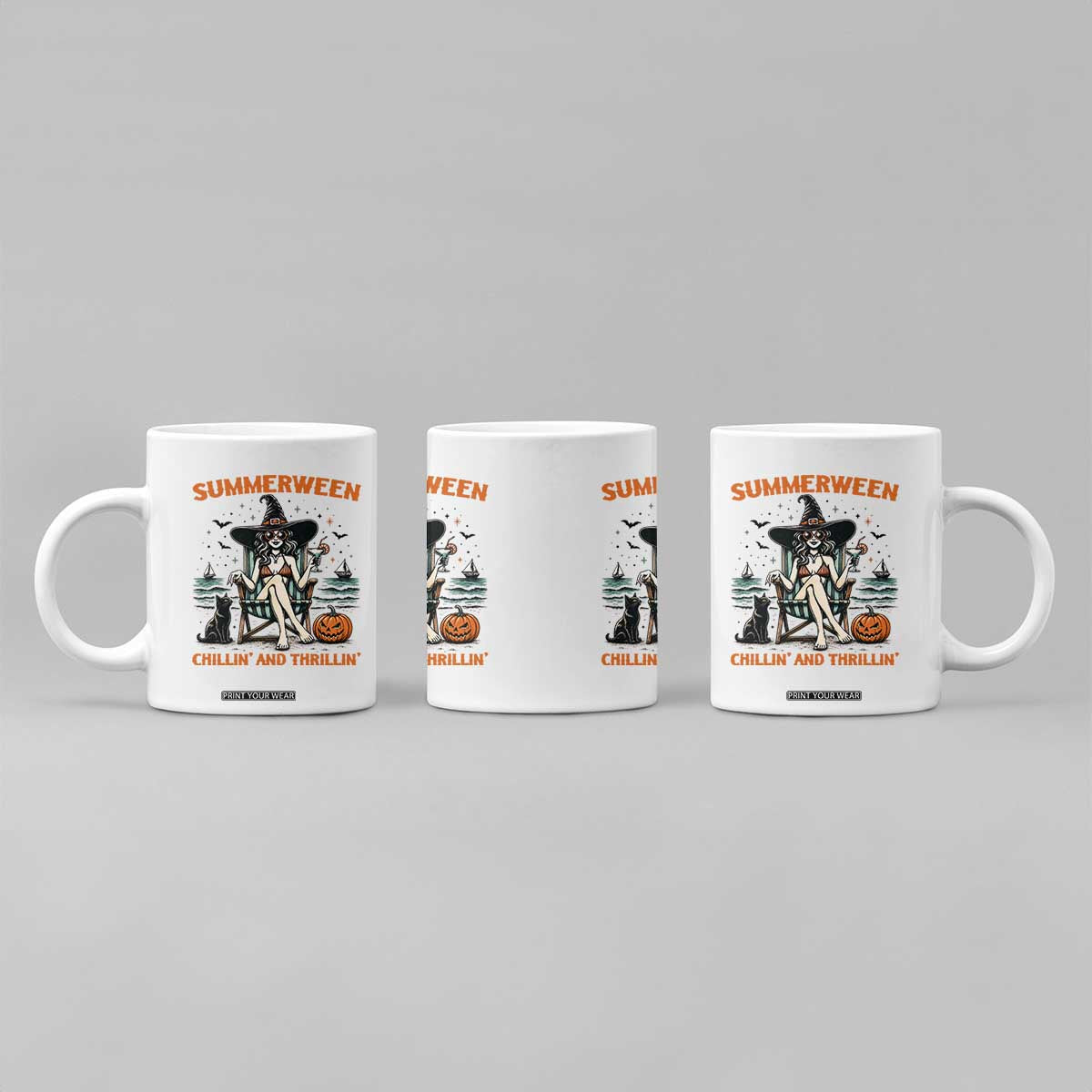 Witchy Beach Summerween Vacation Coffee Mug Chillin And Thrillin