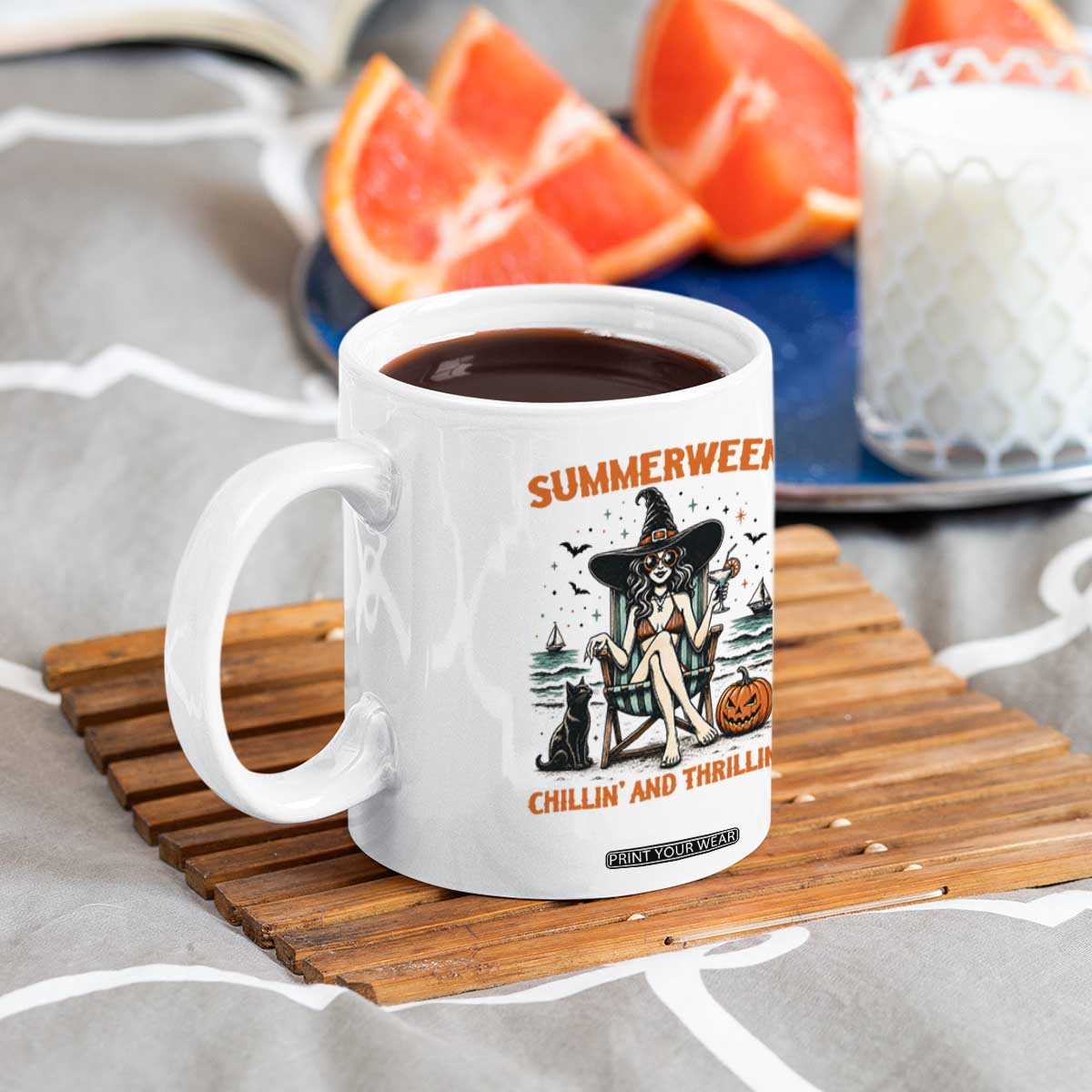 Witchy Beach Summerween Vacation Coffee Mug Chillin And Thrillin