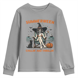 Witchy Beach Summerween Vacation Youth Sweatshirt Chillin And Thrillin