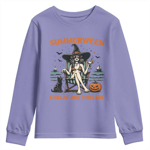 Witchy Beach Summerween Vacation Youth Sweatshirt Chillin And Thrillin