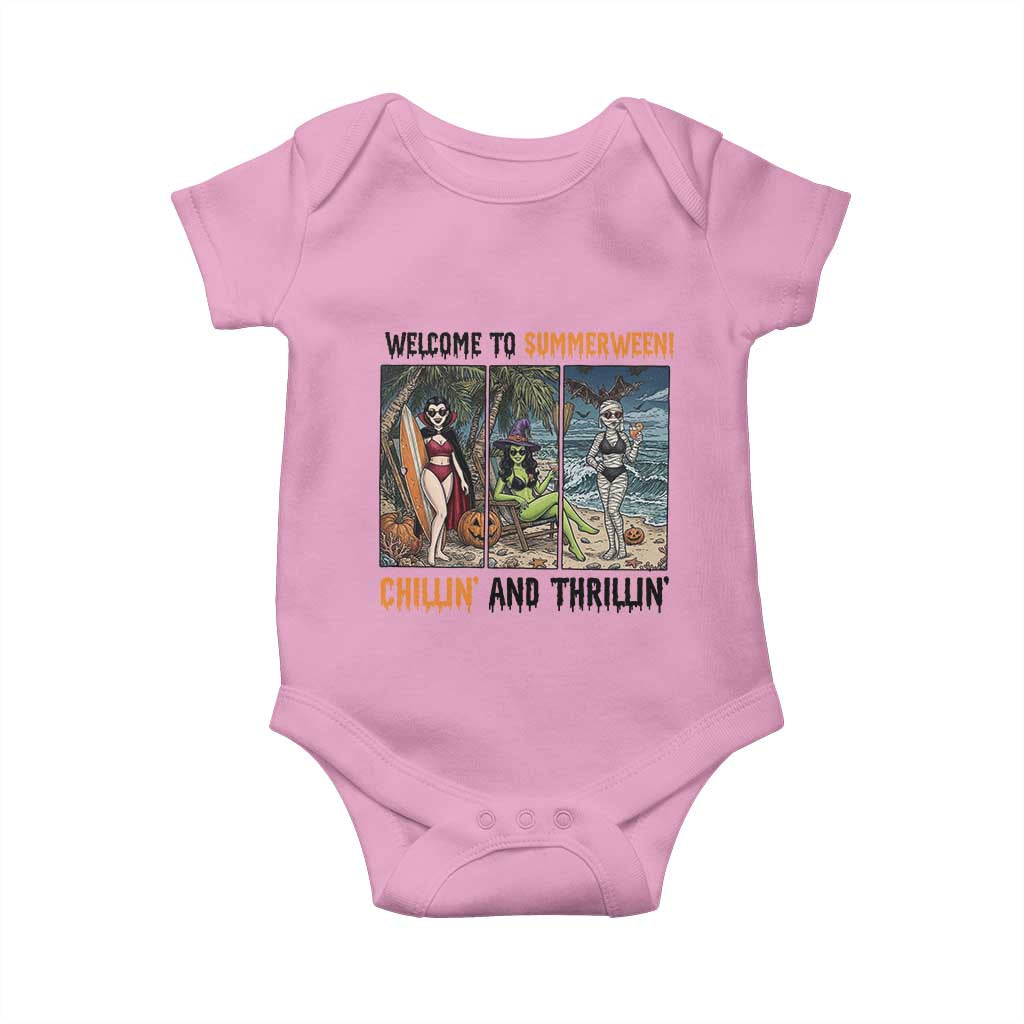 Welcome To Summerween Chillin And Thrillin Baby Onesie Funny Summer Halloween