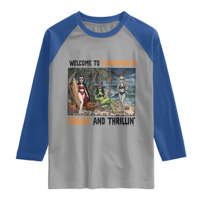 Welcome To Summerween Chillin And Thrillin Raglan Shirt Funny Summer Halloween